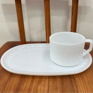 Vintage Federal Glass Company Soup & Sandwich Set  Milk Glass Plate Cup